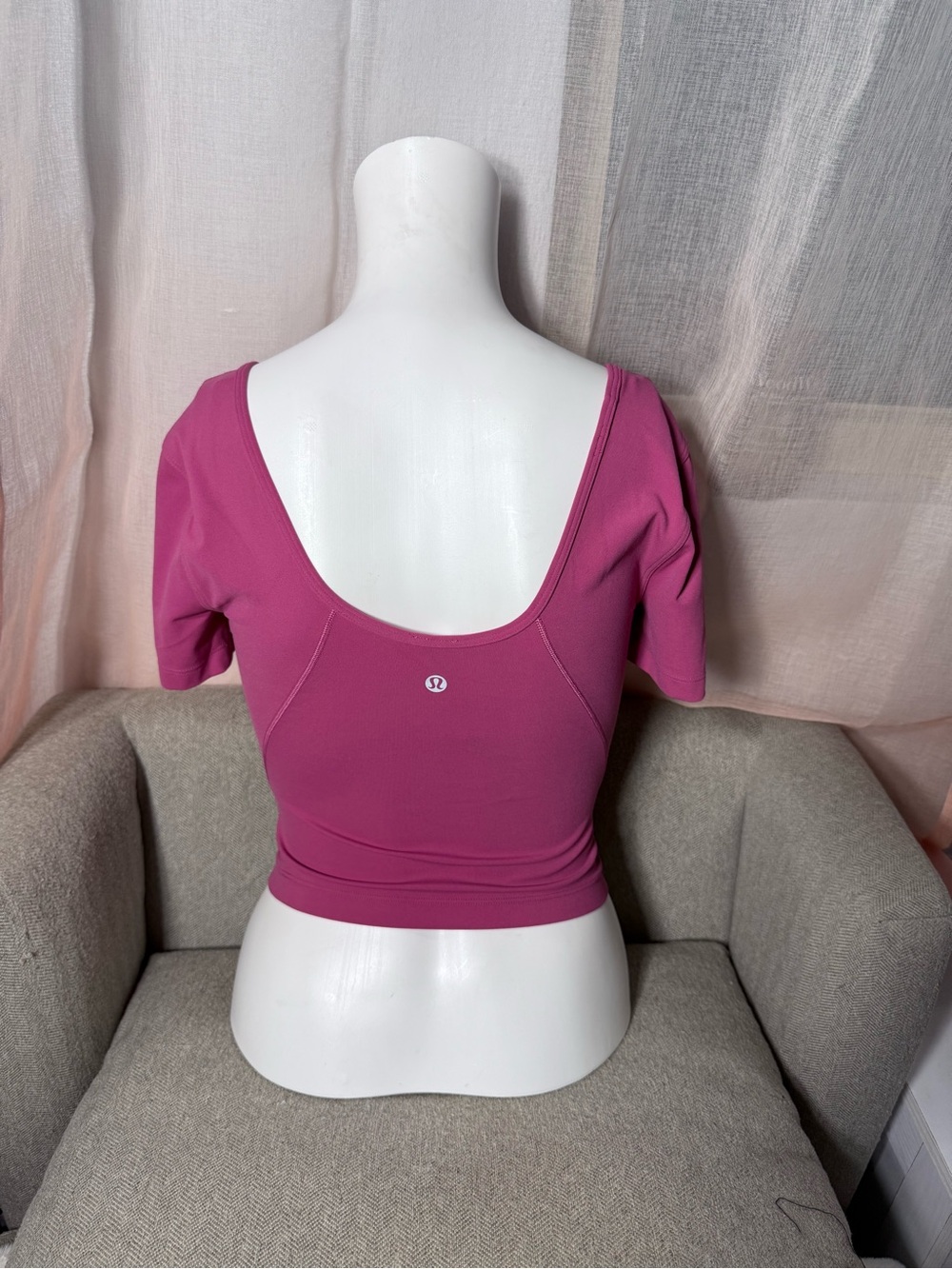 lululemon athletica Scoop-Back Short Sleeve Crop Top - Raspberry Pink